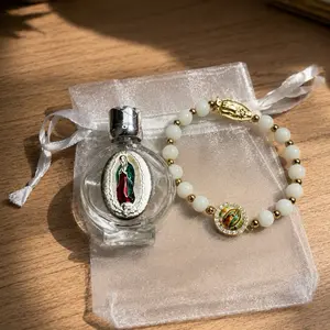 Recuerdos para bautizo 12sets, baptism party favor holy water bottle and white bracelet