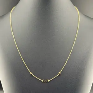 14k Gold Infinity Necklace, 18in, Everyday Wear Jewelry