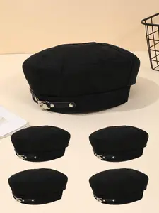 Solid Color Beret Cap, Casual Retro Hat for Men & Women, Fashion Accessories for Daily Wear