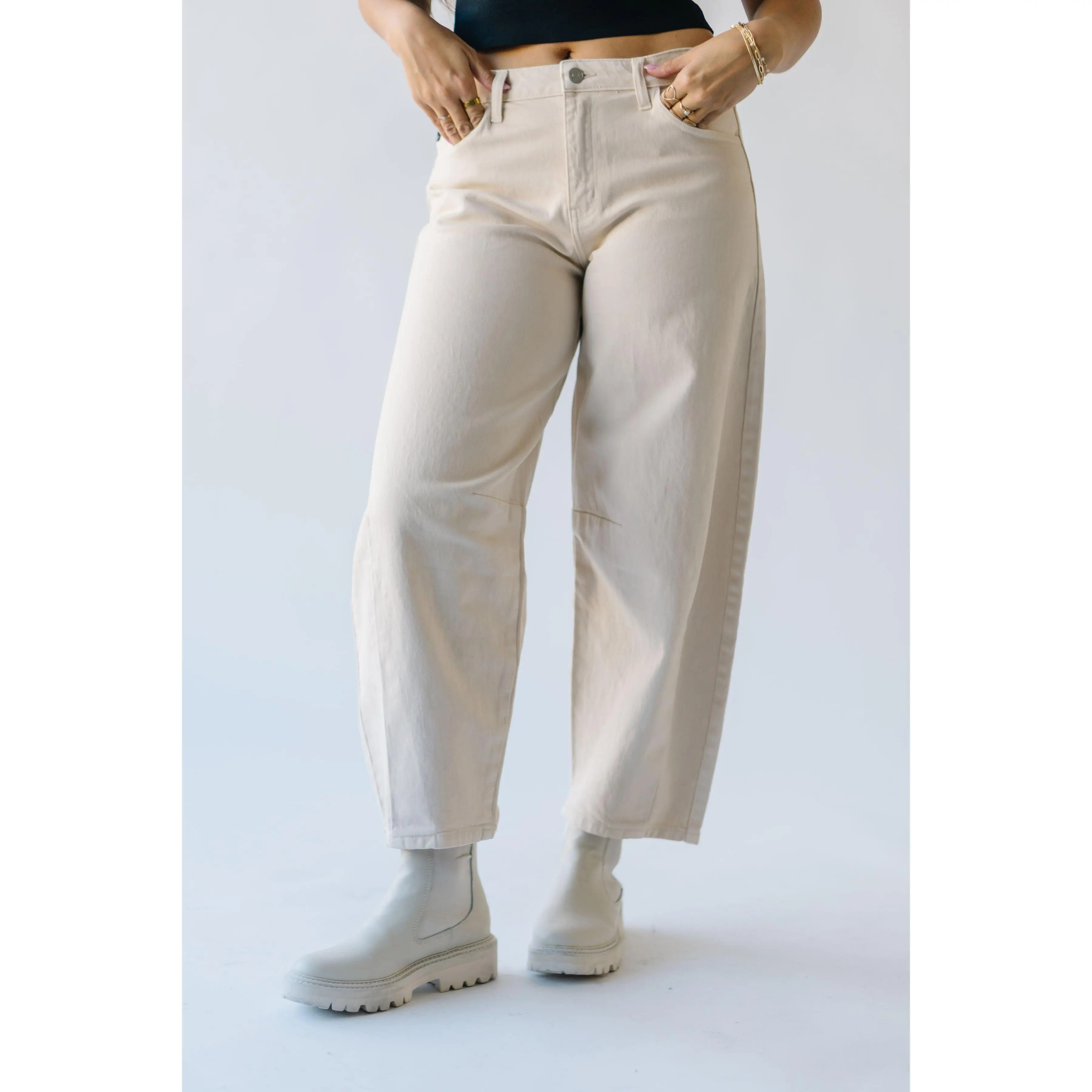 The Bergford High Rise Horseshoe Jean in Ivory