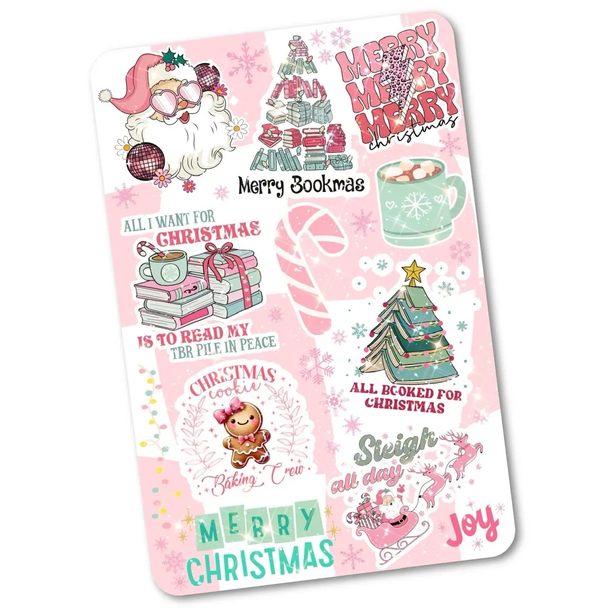 Pink Retro Christmas Cardstock Case Insert for Kindle | Smutty Book Lover Gift | Bookish Stickers for E-Reader | Booktok Sticker | Stickers for Kindle