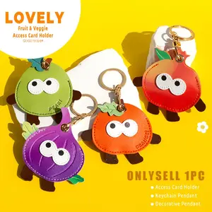 Authentic Cartoon Fruit Rfid Card Holder, Airtag Anti-Drop Protection Case, Apple Locator GPS Leather Keychain, Bag Tag Luggage Pendant