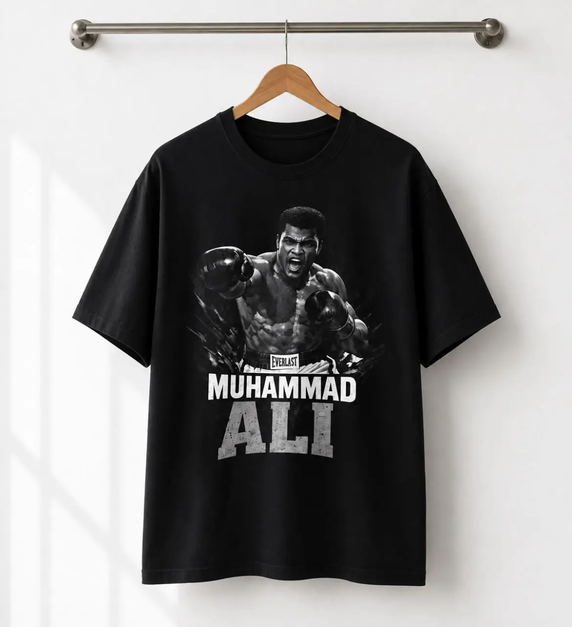 Unisex Oversized Vintage Muhammad Ali Boxing Graphic T-Shirt – Loose-Fit Cotton Tee with Elbow-Length Sleeves
