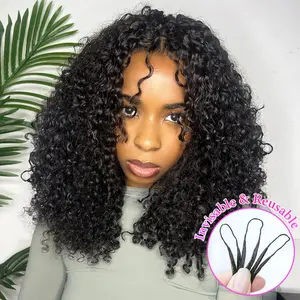Vshow Hair Burmese Curly Crochet Hair Miracle Knots Pre-Separated Natural Black Knotless Boho Braids Feather Soft Curly Hair Bundles 50g/Piece Crochet Braid Hair Extensions Reusable Remy Human Hair Easy Install