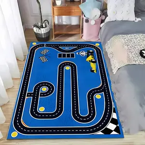 Toy Car City Play Mat Interactive Roadway Rug Playway Rug Educational Floor Carpet for Kids Bedroom Playroom Decorative Game Mat