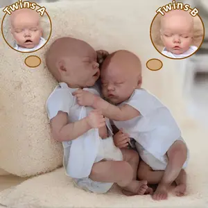 40-45CM Open Mouth Full Silicone Reborn Twins Doll Realistic Skin Details Cute Sleeping Full Body Silicone Girl Doll Ideal Christmas Gifts For Kids
