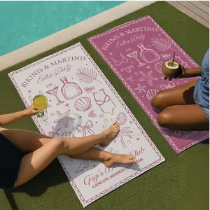 Personalized Beach Towel with Name Custom Towel for Girls Trip Bachelorette Party Bridesmaid Gift Custom Travel Towels for Vacation Poolside Summer Beach Trip Wedding Party Favors Matching Group Towels Classic Style Lightweight Printed 30" x 60"