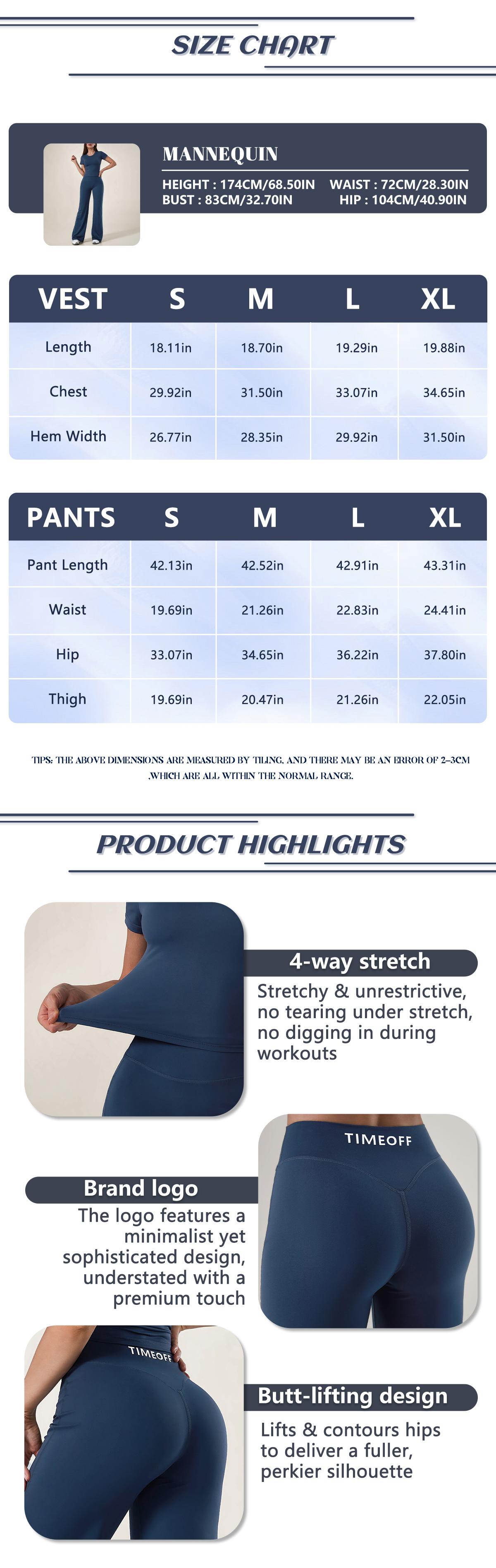 TimeOFF Women's 2-Piece Short Sleeve Workout Set - Fitted Crop Top & High Waist Wide Leg Pants, 4-Way Stretch Soft Fabric, Butt-Lifting Sculpt Seam, Tummy Control, Non-Ride Up, Breathable, Ideal for Yoga, Gym, Women's Clothes, 2 Piece Sets