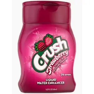6x Crush Squeeze Strawberry Liquid Water Enhancer - Drink Mix Flavoring Drops Sugar Free Portable Bottle Hydration Booster Zero Calorie Beverage Infuser Travel Pack Supplement Refreshing Soda Alternative Bulk 1.62oz Wholesale Lot Bundle