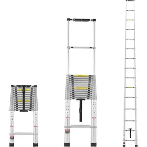 Father's Day Gift VEVOR Telescoping Ladder, 20.3FT Aluminum Lightweight Extension Ladder, Multi-Button Retraction Collapsible Ladder, 419 LBS Capacity with Non-Slip Feet, Portable Compact Ladders for Home, RV, Loft