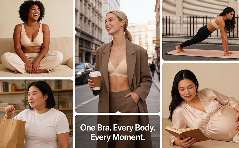 EssElegance  Bra with Seamless Back Smoothing & Posture Support. Features Backless Lift Technology and Wire-Free Push-Up Style. Unlined, Ultra-Breathable Comfort for Everyday, Livestream, & Formal Events. tshirt  approved zip front nonslip yoga