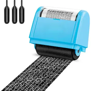 Identity Protection Roller Stamp Roller Identity Theft Prevention Security Stamp with 3 Refills - Blue