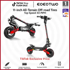 EOEOTWO GT06 Electric Scooter, 1200W Motor, 13Ah/23.4Ah Battery, 25-40 Miles Range, 30MPH Top Speed, 330LBS Max Load, Foldable Adult E-Scooter with LED Light & Dual Brakes, Red/Yellow/Green for Commute & Off Road Use
