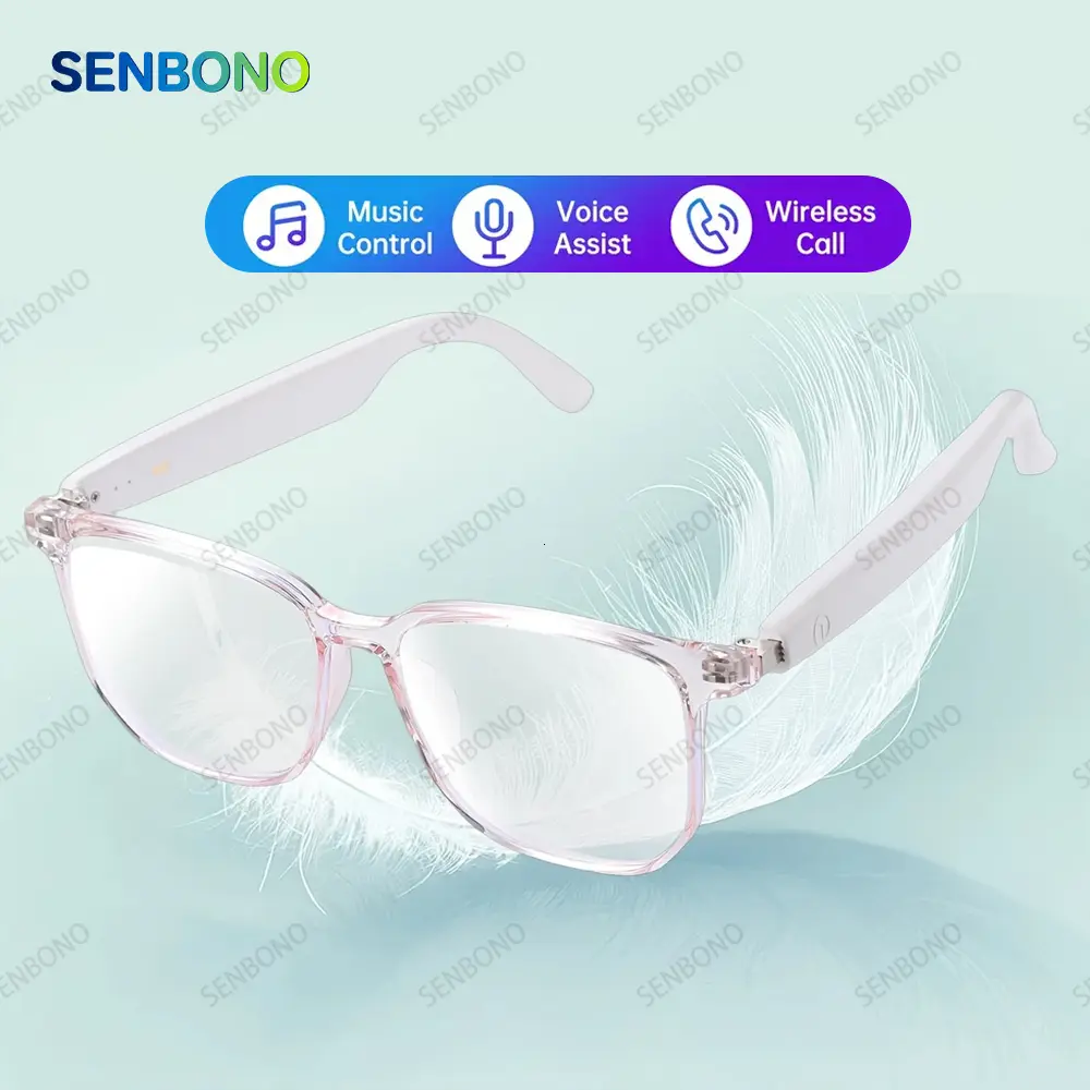 SENBONO Smart Glasses, Smart Audio Glasses, Smart Eyewear, Wearable Tech Glasses, Bluetooth-compatible Compatible, Surround Sound & Microphone, Perfect Gift for Beach Vacations, Travel, Shopping, Music Lovers, Wearable Devices, Wireless Smart Glasses