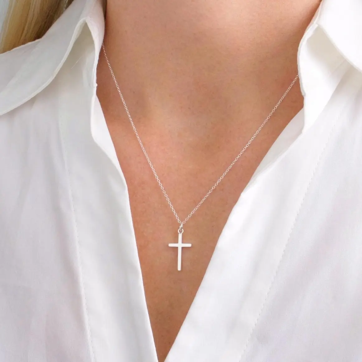 Minimalist Dainty  Silver Cross Necklace