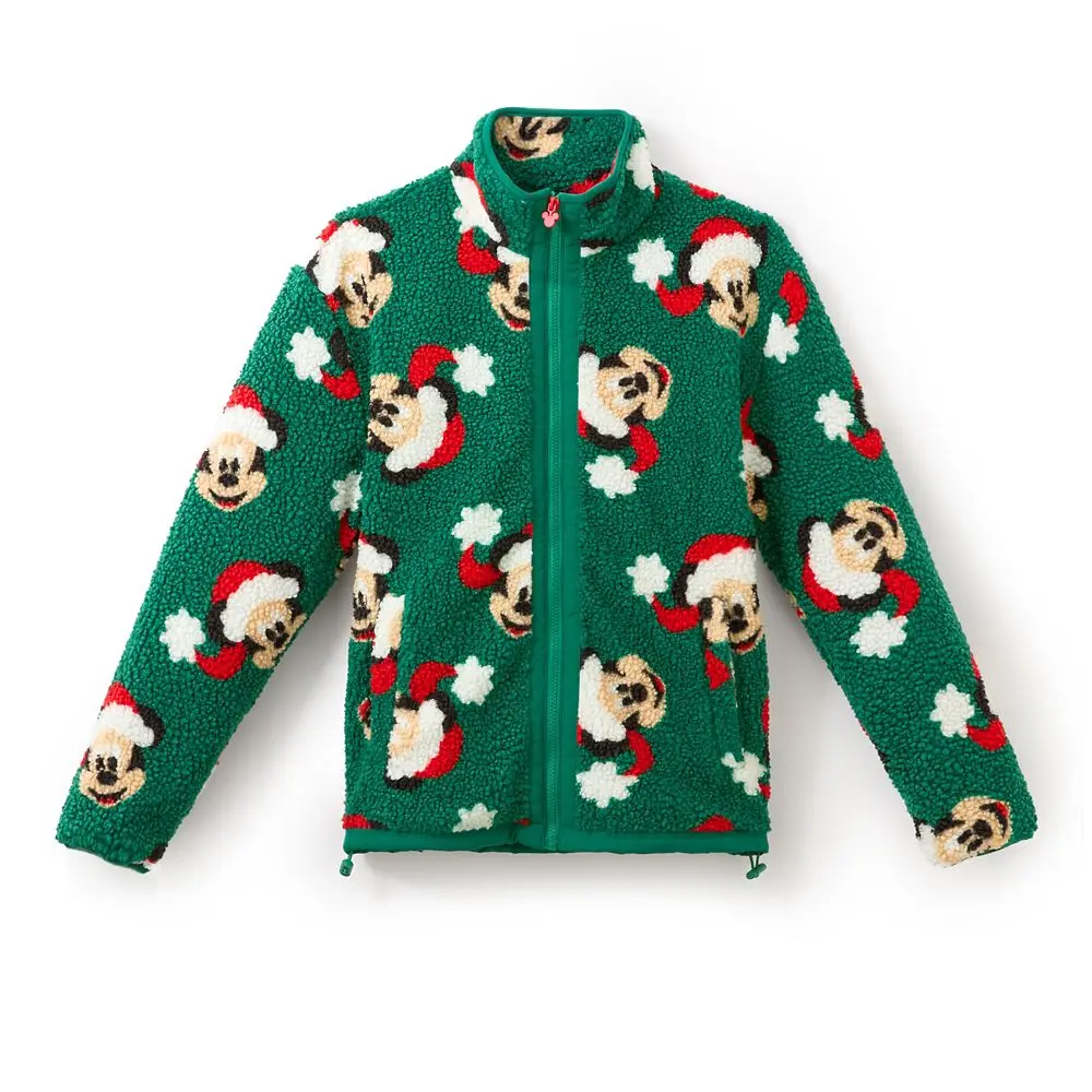 Disney Store Santa Mickey Mouse Faux Shearling Zip Jacket for Adults