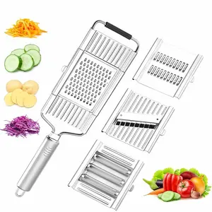 Handheld Food Grater,Professional 4-in-1 Stainless Steel Vegetable Slicer – Multi-Purpose Kitchen Tool with 4 Adjustable Blades for All Vegetables – Holiday Gift Choice