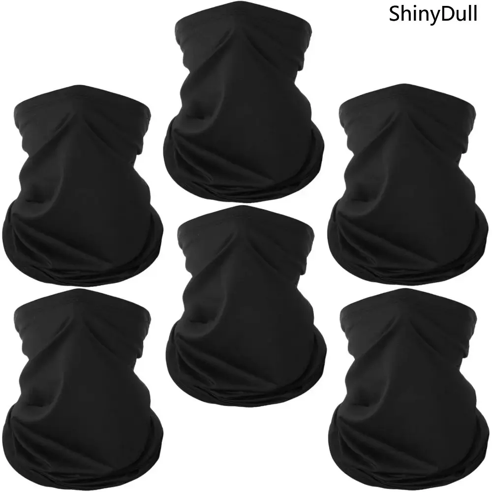 Unisex 6-Pack Solid Black Tube Shape Neck Gaiters - Full Balaclava, Breathable Moisture-Wicking Seamless Face Mask Headwear, Stretch-Fit Multi-Use UV Protection for Outdoor Sports