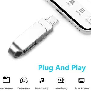 USB Flash Drive for Android Phones, 2-IN-1 Durable Metal Memory Stick Pendrive (USB 3.1/Type-C), External Storage for Laptops/PC/Mac