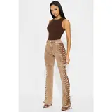 After Hours Lace Up Flare Pant - Khaki