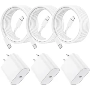 3-Pack 20W PD USB C Charger Block with Phone 14 Charger Cable 10 Foot, Compatible with iPhone 14 Pro 13Pro Max 12 11Pro Mini Charging Electronic