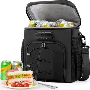 Lunch Bag with Combination Lock, Lunch Box for Men Women, Adjustable Shoulder Strap & Leakproof Soft Cooler for Commute, Travel, Outdoor & Gym