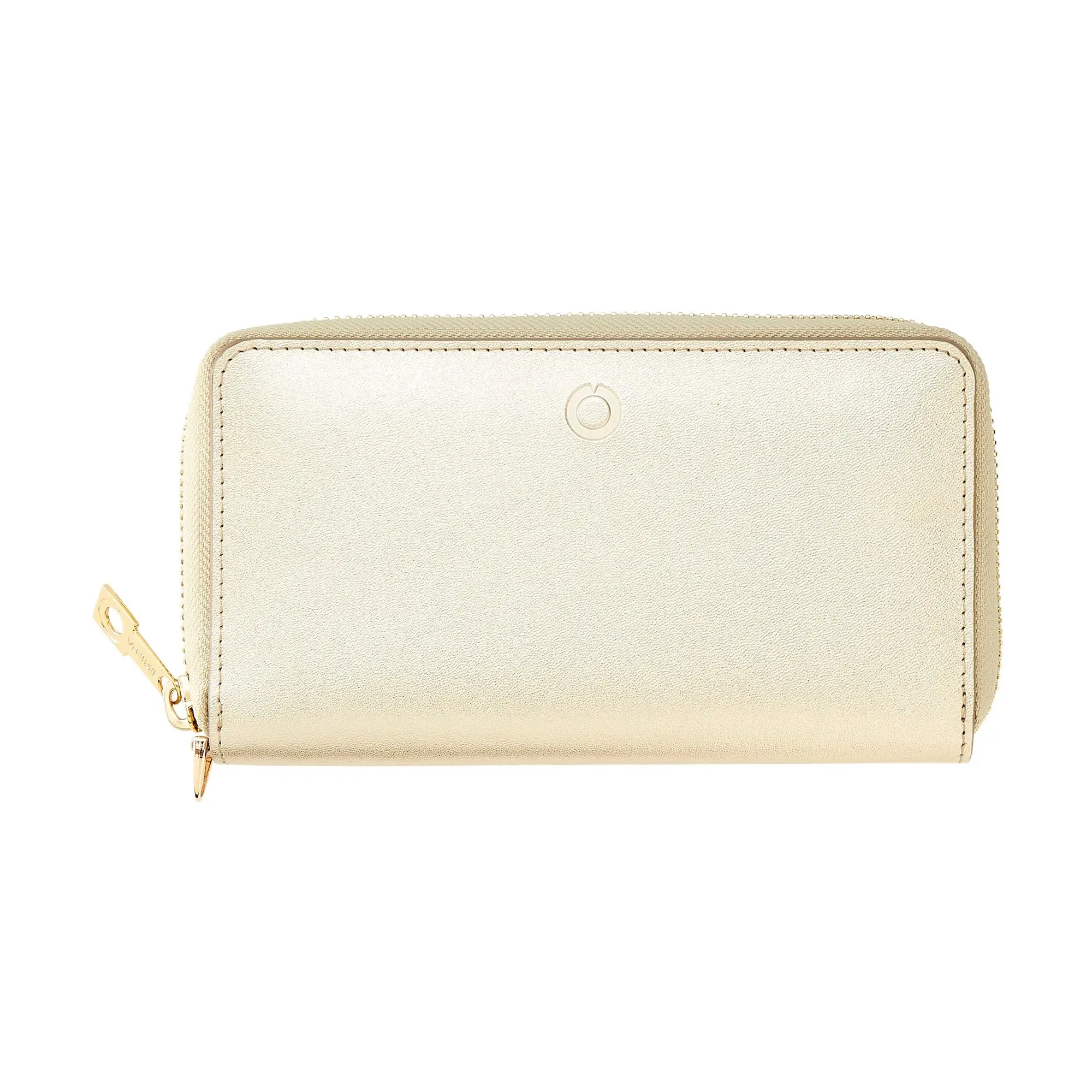 Zip Around Leather Wallet — Gold Zip Around Leather Wallet — Gold