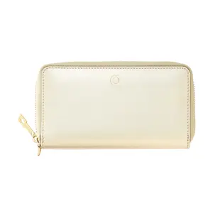 Zip Around Leather Wallet in Luxurious Gold