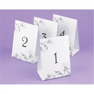 212 MAIN Table Tents, Free-Standing Grey Flourish Table Number Tents for Numbers 1-40