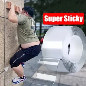 1pc Transparent Nano Tape Washable Reusable Invisible Adhesive Strong Adhesive Durable Double Sided Long Lasting Adhesive Double-Sided Tape Nano Traceless Sticker Removable Universal Disks Glue