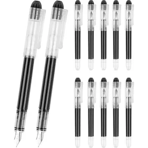 12 count Disposable Fountain Pens,Smooth Writing Black Pens,Quick Drying Ink Pen,Office School Supplies for Doodling,Sketching,Calligraphy(Black)