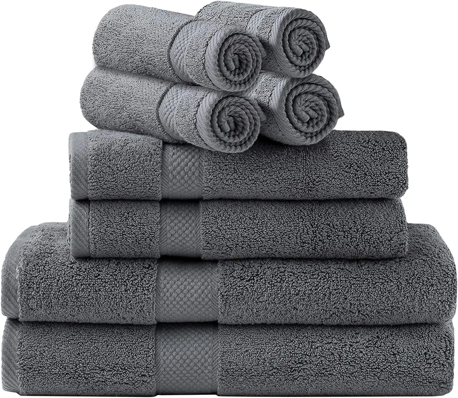 8 Piece Magic Towel Set, 2 Bath Towels, 2 Hand Towels, and 4 Washcloths, Ring Spun Cotton Highly Absorbent Towels for Bathroom, Shower