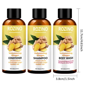 【Five pack 】ROZINO Hair care Set Rosemary Ginger, Contains Shampoo, Conditioner +Shower gel for bright & healthy hair, with natural ingredients, vegan