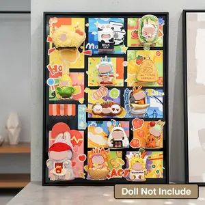 Acrylic Doll Figures Display Frame Compatible with LABUBU Wacky Mart Series, 3D Oil Painting Blind Box Display Stand, Wall-Mounted Doll Storage Case Perfect for Collectibles & Home Decor, Versatile Wall Art & Desktop Organiser (Doll Not Included)