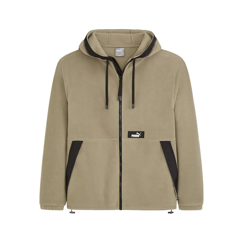PUMA Mens Hooded Polar Fleece Jacket Athletic Outerwear Casual - Brown