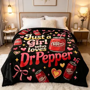 Dr Pepper Sweetheart Theme Flannel Throw Blanket for Kids & Adults, Slogan Print Large Size Soft Lightweight Warm Kids Blanket Adult Blanket, Perfect for Bed Sofa Office Camping Travel, Birthday Christmas Holiday Gift