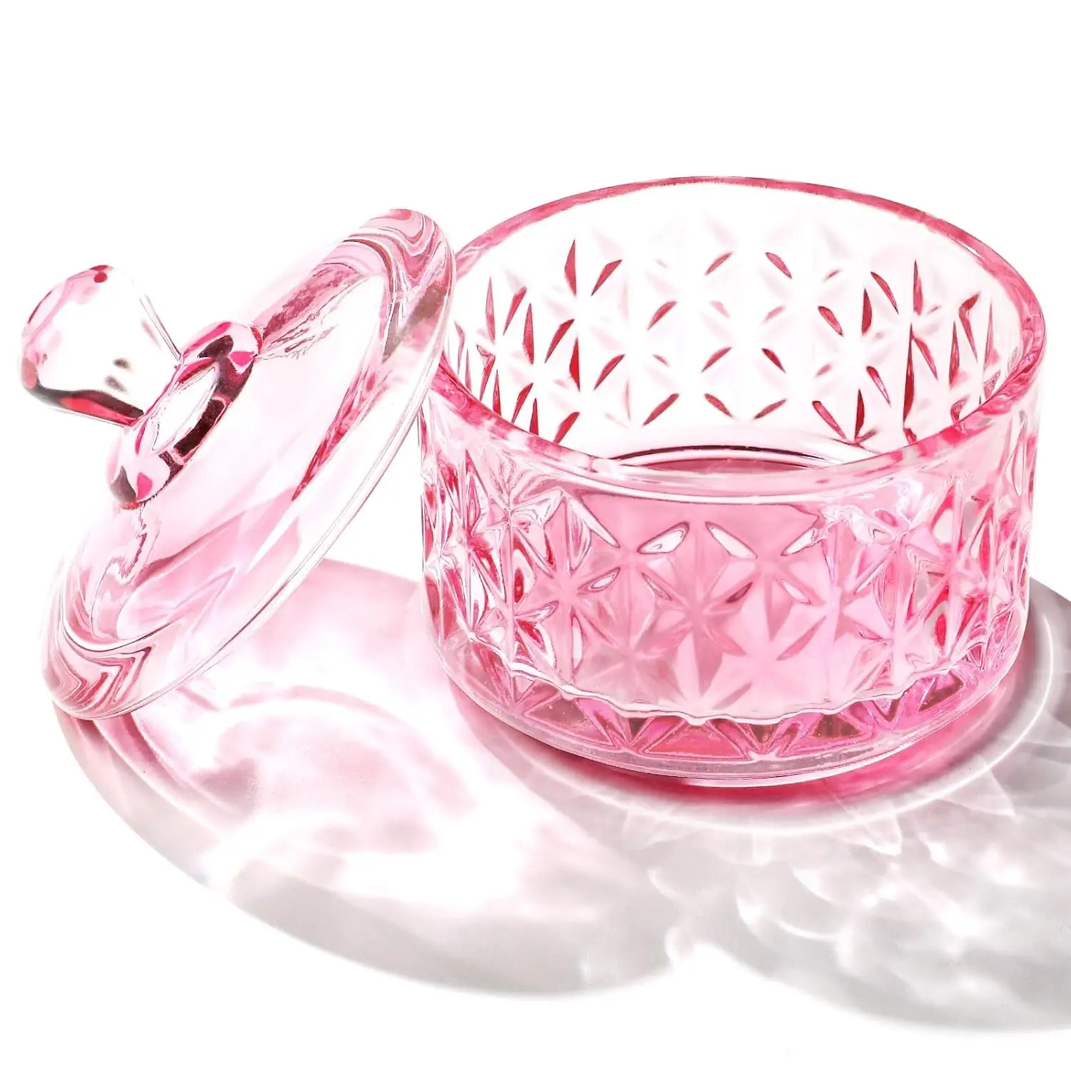 Nail Dappen Dish with Lid, 100ml Large Glass Cup for Holding Acrylic Liquid and Powder, Pink