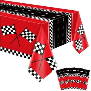 4Pcs Racing Car Tablecloths Car Birthday Party Supplies Road Table Cloth Race Car Party Table Cover Racing Theme Party Car Decorations of 51 X 86IN