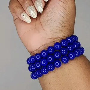 Blue Solid Beaded Bracelet