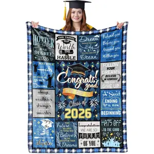 2026 Graduation Bedding Throw with Inspirational Quote - Personalized Custom Text Gift for High School Graduates, Summervibes Blanket, Personalized Blankets, Custom Text Blankets