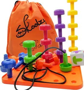 Peg Board 34 pcs with Plastic Board , Lacing String, Storage Bag & ebook Peg Board 34 pcs with Plastic Board , Lacing String, Storage Bag & ebook