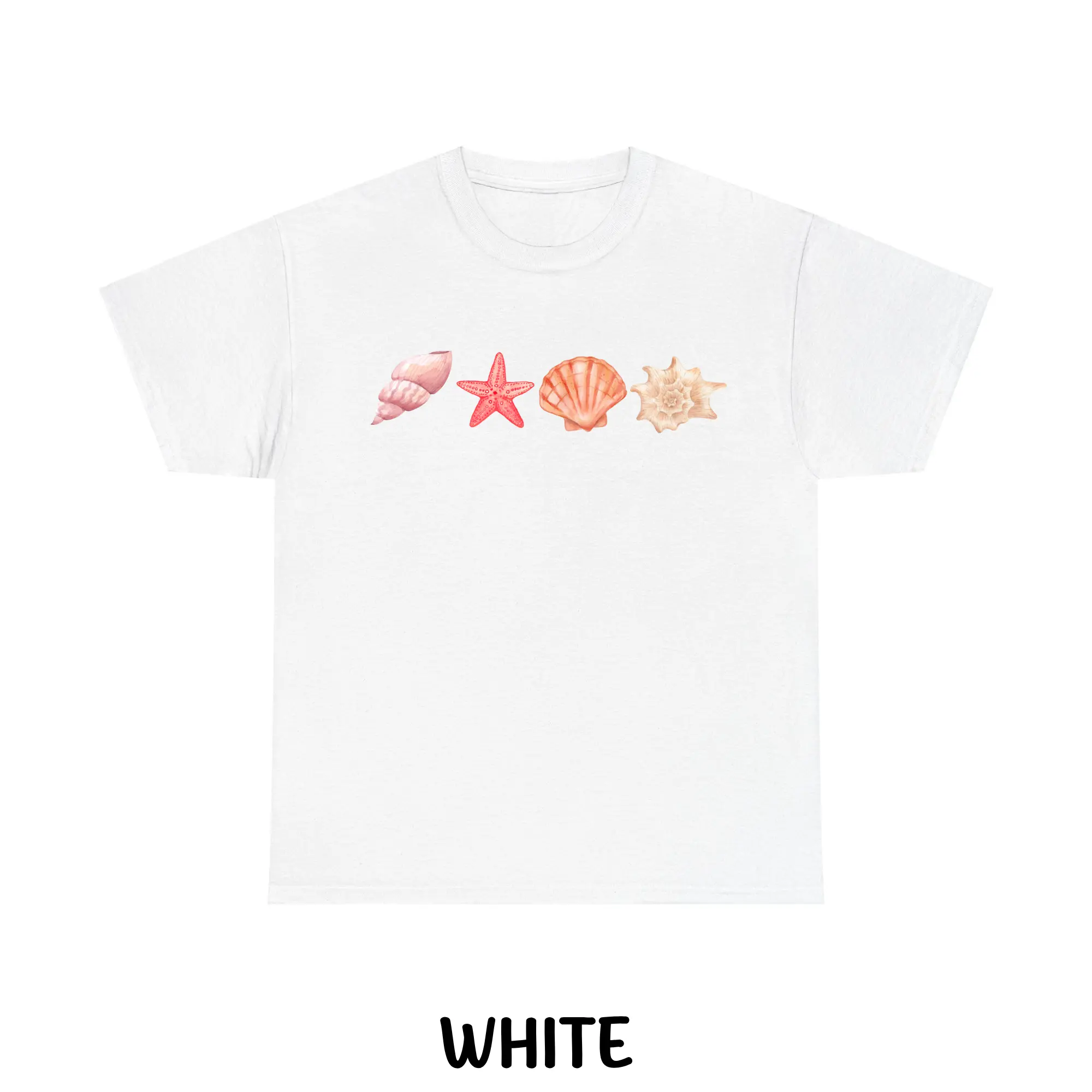 Seashell Starfish Coastal Aesthetic Shirt, Cute Ocean Beach Graphic Tee for Women, Summer Vacation Outfit, Trendy Minimalist T-Shirt