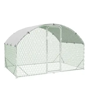 Large Metal Chicken Coop Dome Chicken Coop with Upgrade Tri Supporting Chicken Run with Waterproof and Anti UV Cover Large Chicken Coop for Outdoor Duck Rabbit 9.8FT L x 6.5FT W x 6.5FT H