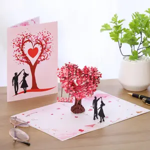 Pop Up Anniversary Card, Romantic Love Tree Heart Path Greeting Card - 6x8 Inch Handmade Keepsake for Couple, Wife, Husband, Her, Him - Ideal Gift for Wedding, Valentine's Day, Birthday, Mother's Day, Family Celebration