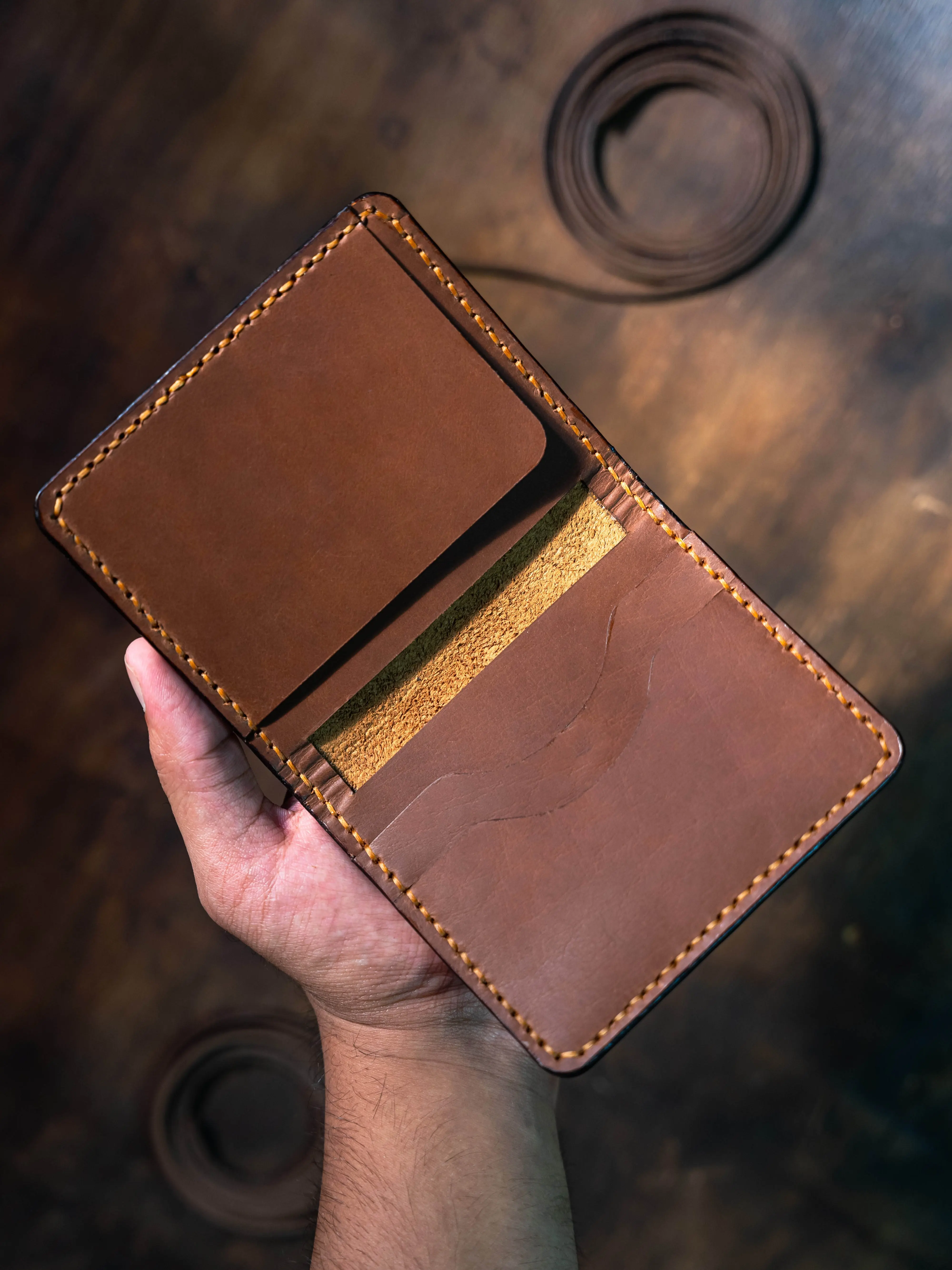 Leather Wallet HandStitched Bifold Card Holder Hand Craft Men's Gift Natural Finish Functional Fashionable Best Gift For Him Anniversary Gift Valentines Day Gift