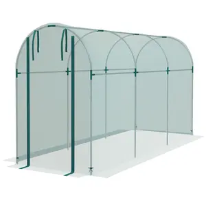 Galvanized Steel Crop Cage, 4' x 12' Green Plant Protection Tent with Zippered Door for Garden Plant Care & Support