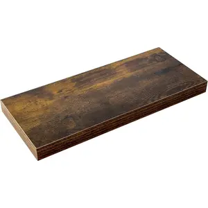 Floating Wall Mounted Rustic Wood Shelves for Bathroom Bedroom Living Room Kitchen Hanging Shelf for Books Storage Brown Wood Grain 15.8"