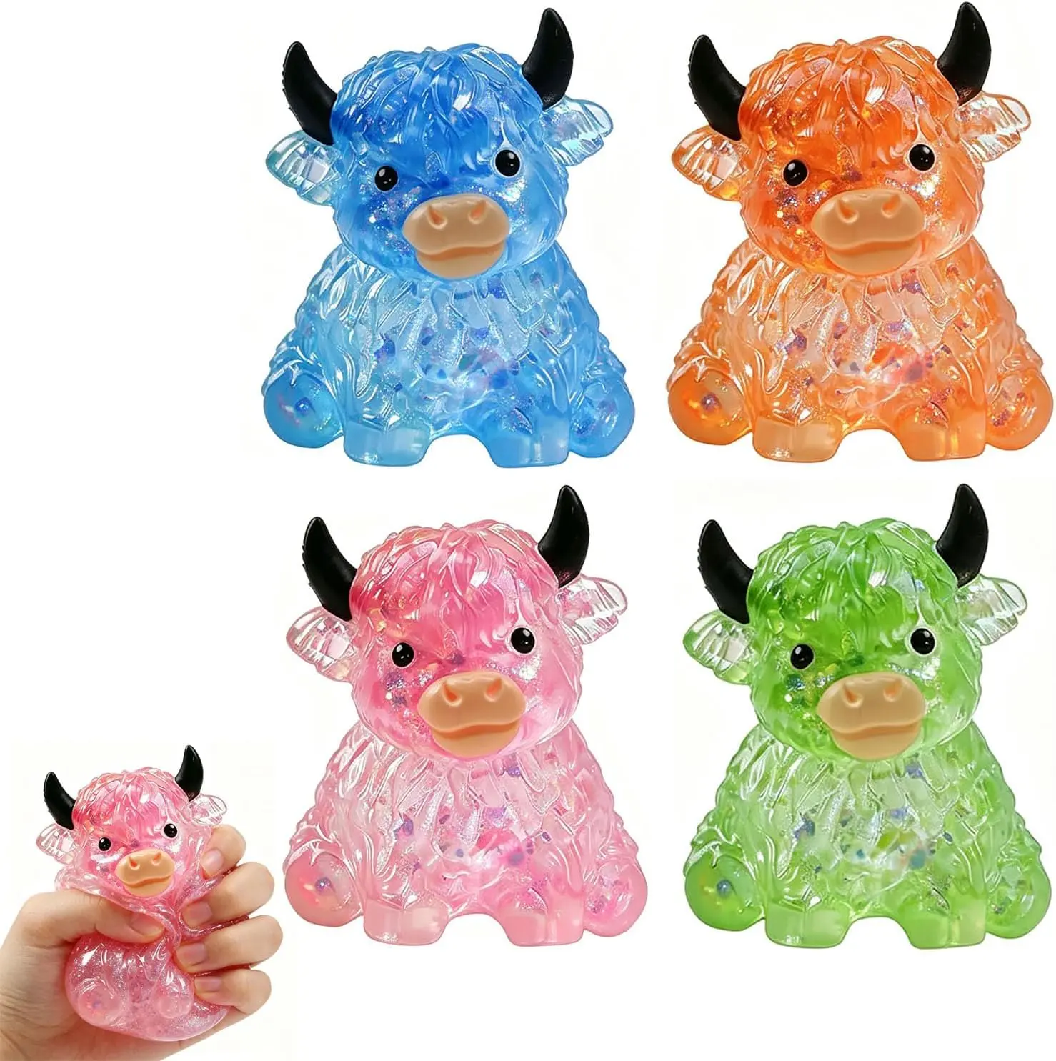 Highland Cow Squeeze Fidget Toys, Ultra-Soft Squishy Stress Relief Toys, Squeeze Toys Desk Decor, Perfect for Stress and Anxiety Relaxing Toy, Birthday Gift