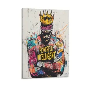 Framed African American Wall Art Inspirational Black Man Men Portrait Wall Art Afro King Poster Abstract Motivational Quotes Canvas Prints Painting Home Decor for Bedroom Living Room Gift for Black Man