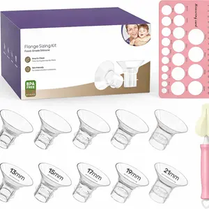 10PCS Flange Sizing Kit 13/15/17/19/21mm for 24mm Flange/Shield of Most Pumps, Silicone Flange Inserts Replacement Kit, Pumping Essential Kit for Moms